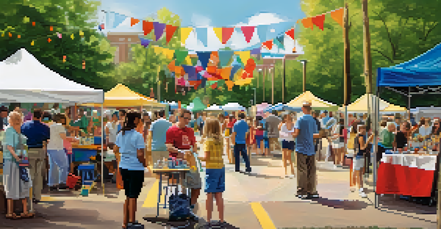 A vibrant nonprofit event in a park with families engaging in arts and crafts, colorful booths, and a stage with local musicians, portraying a sense of community.