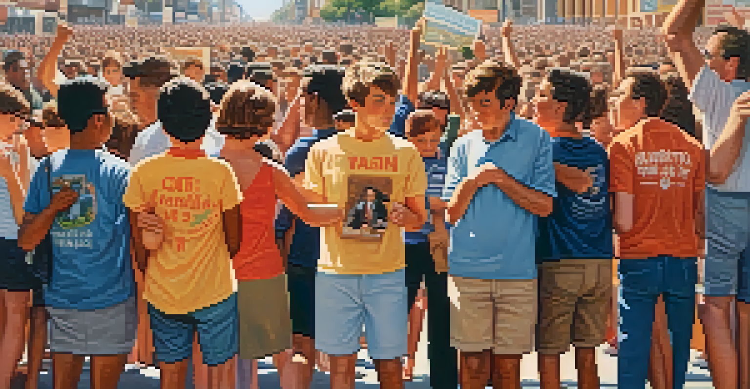 Close-up of a young activist's hands holding a sign for equality, with the streets of 1960s Sacramento and supportive onlookers in the background.