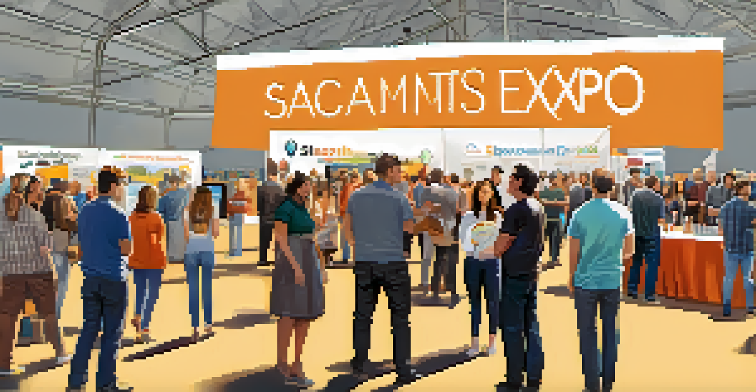 A community event showcasing local startups with booths and attendees engaging in discussions.