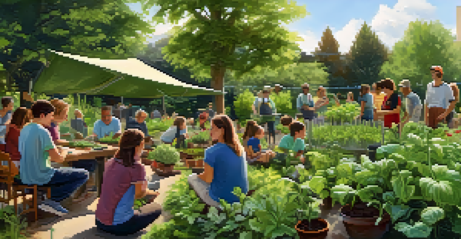 A community gardening workshop with a diverse group of participants learning about organic gardening techniques under the sun.