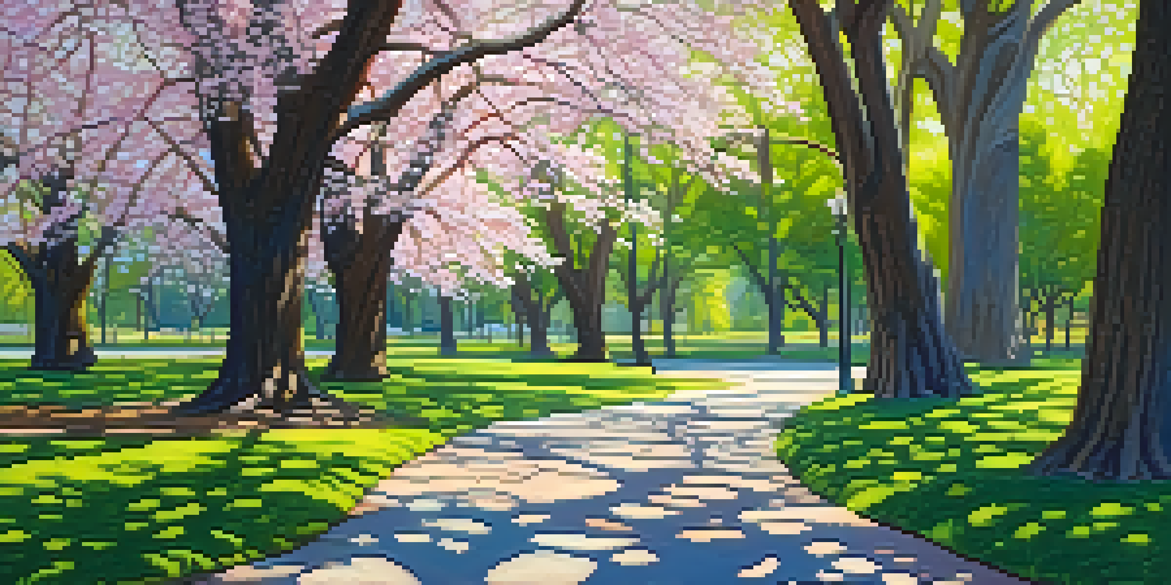 A peaceful park in Sacramento with various trees, sunlight filtering through the leaves, and a pathway inviting visitors to enjoy the outdoor space.