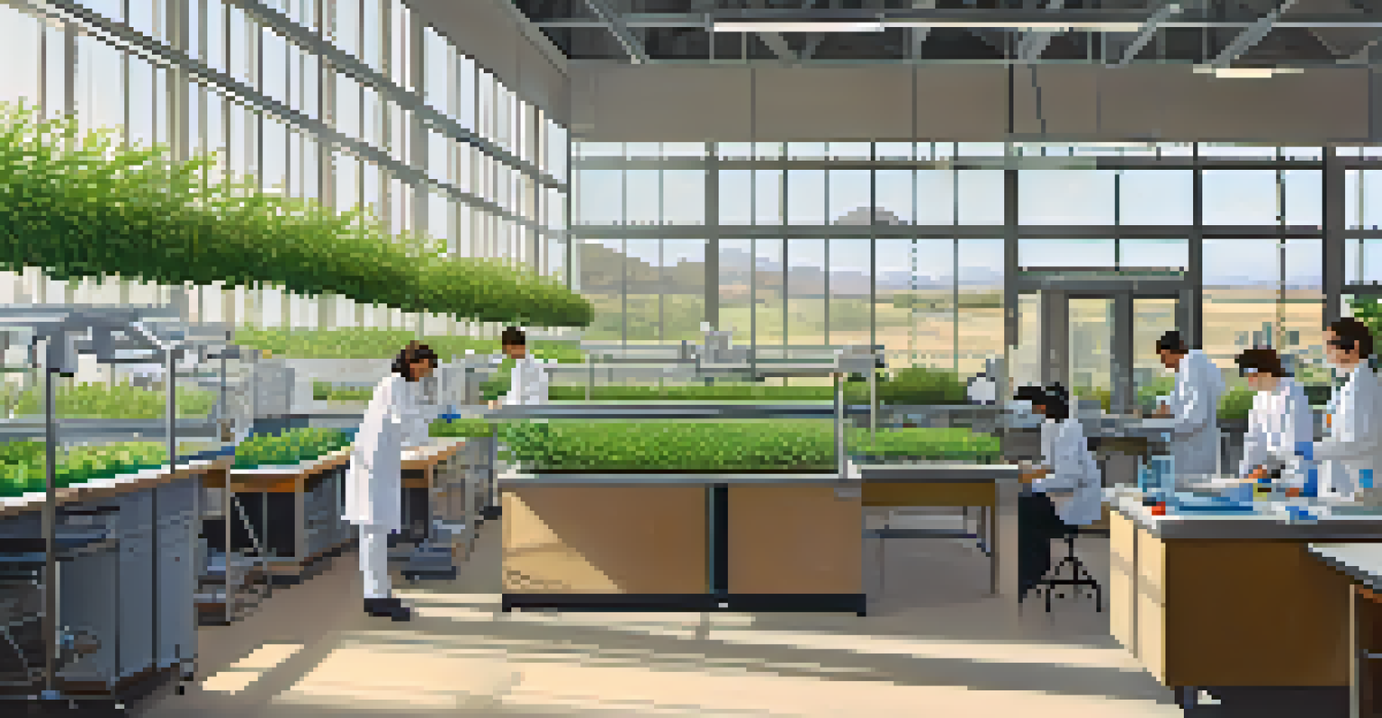A detailed view of researchers in a lab at UC Davis working on agricultural innovations.