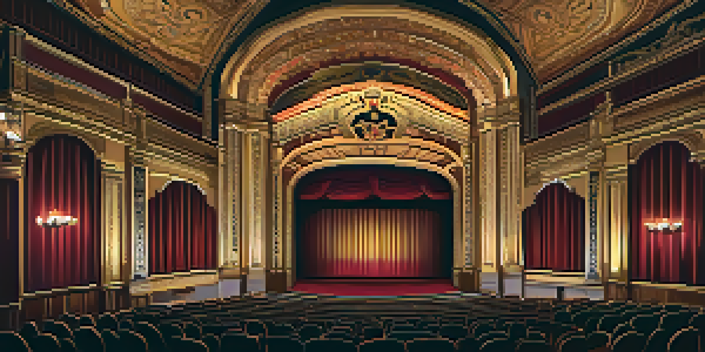 Interior view of the historic Fox Theatre showing ornate architecture and warm ambient lighting.