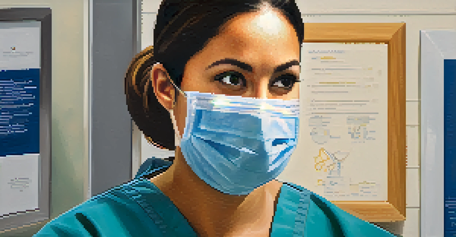 Close-up of a healthcare worker in scrubs consulting with a patient in a medical facility, highlighting the healthcare sector in Sacramento.