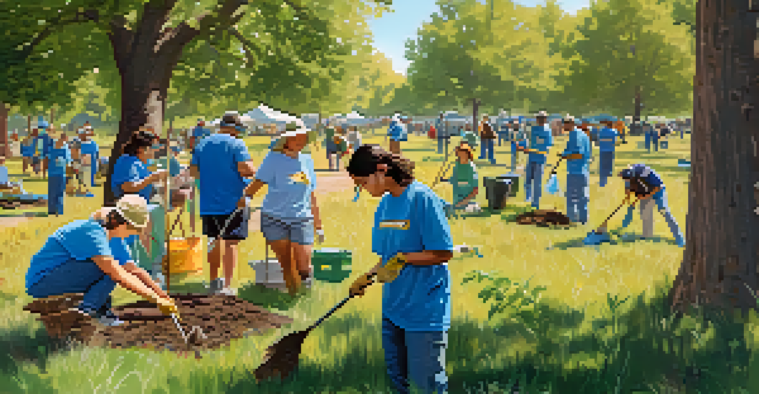 Community volunteers participating in habitat restoration at a Sacramento park, planting native plants and cleaning up.