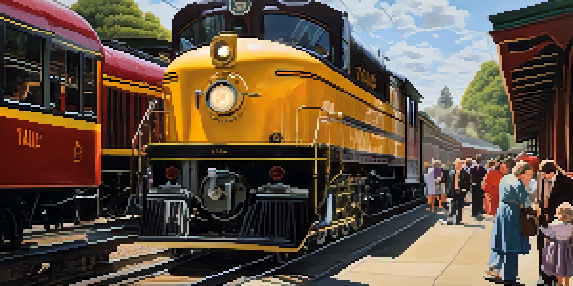 A busy interior of the California State Railroad Museum with visitors exploring restored trains and engaging with exhibits.