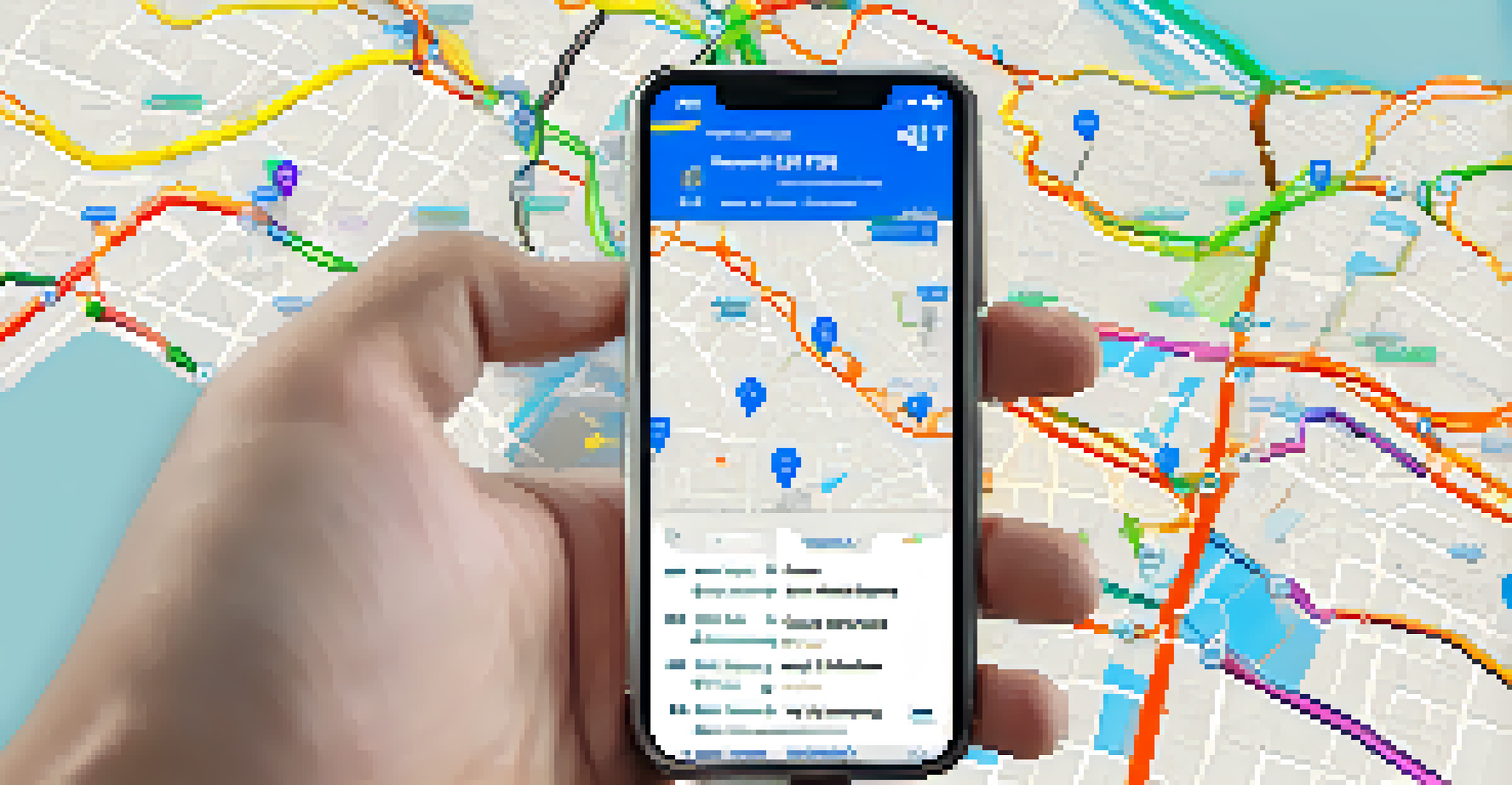 A close-up of a mobile app showing transit routes and information for Sacramento public transport, held by hands in a public area.