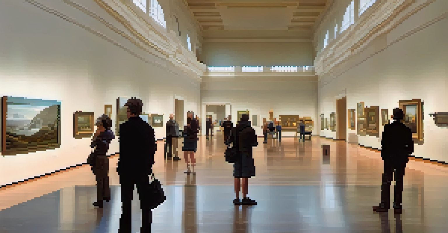 Visitors exploring the interior of the Crocker Art Museum, surrounded by classic and contemporary art pieces.