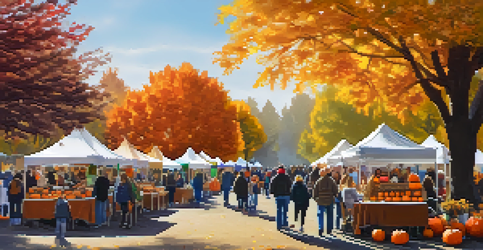 Visitors exploring handmade goods at the Sacramento Harvest Festival, surrounded by autumn leaves and pumpkins.