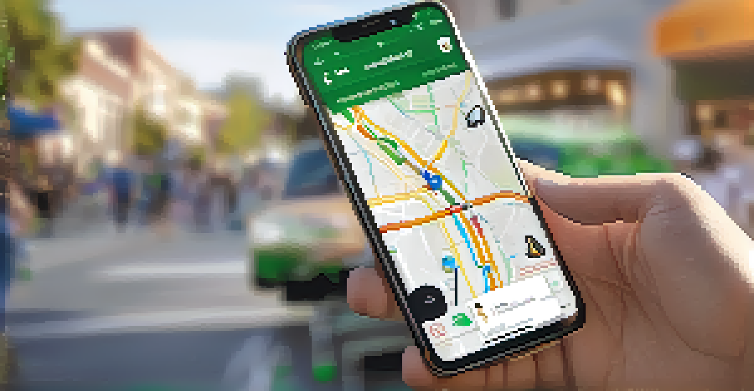 A close-up of a smartphone displaying a ride-sharing app in a cafe setting in Sacramento, with a blurred background.