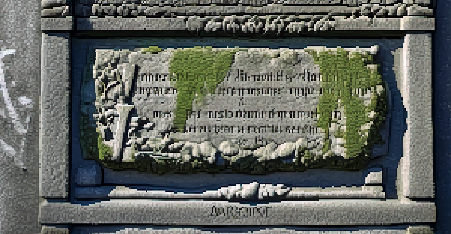 A detailed close-up of a weathered gravestone showing unique symbols and inscriptions in a historic cemetery.