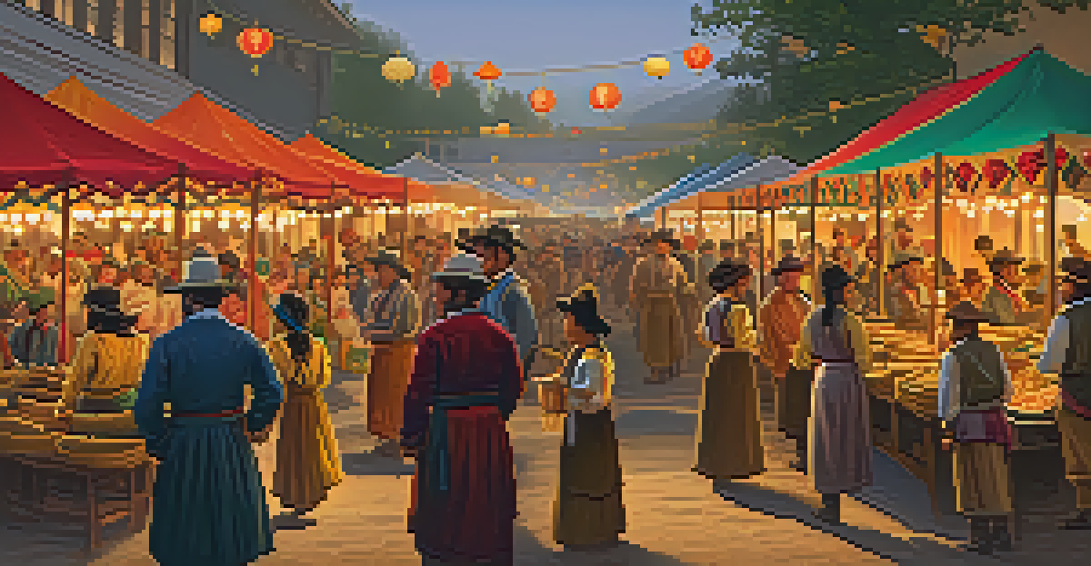 A vibrant cultural festival in Sacramento during the Gold Rush, featuring traditional attire, food stalls, and lively activities.