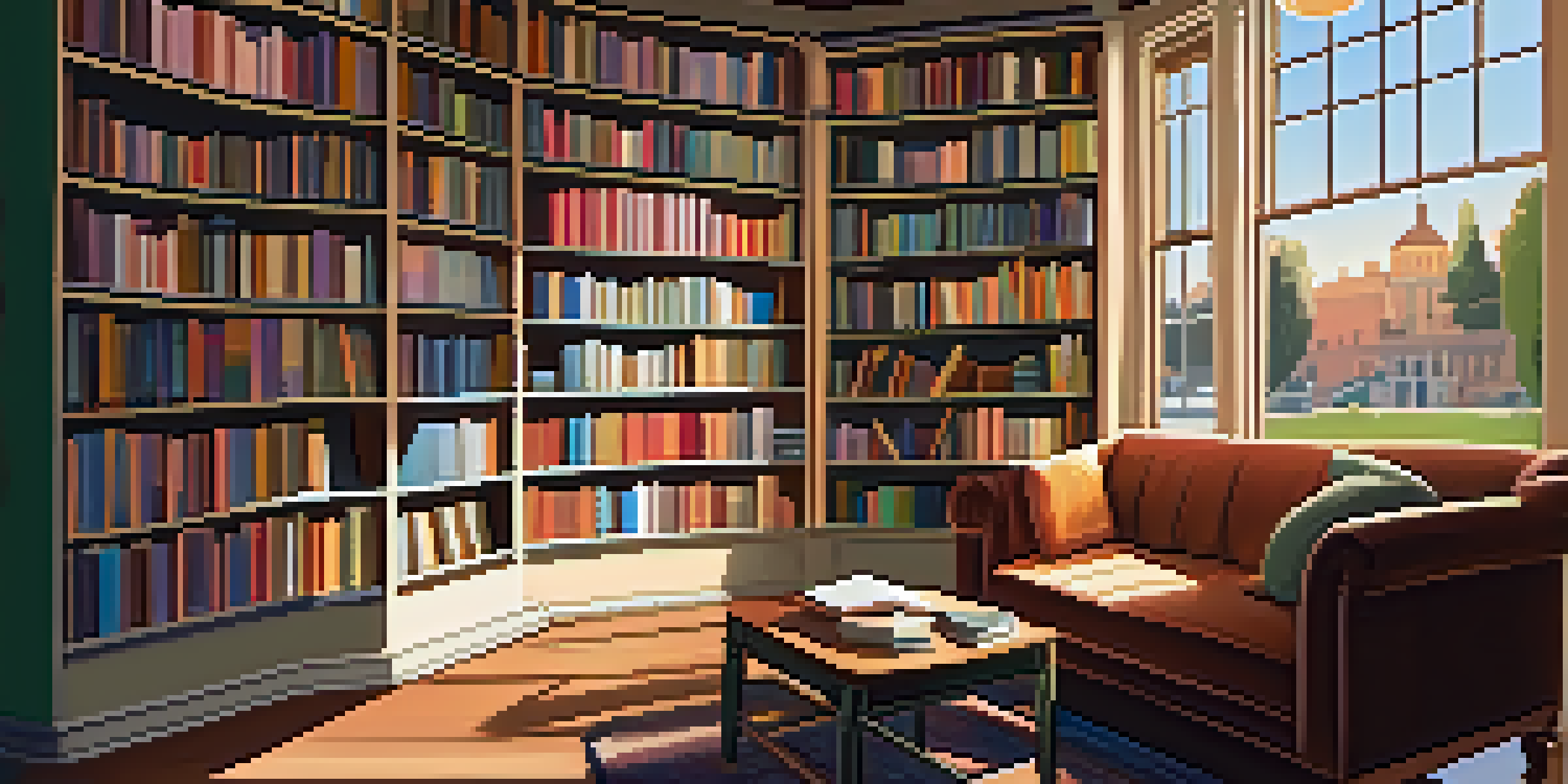 A warm and inviting independent bookstore filled with books, a cozy reading nook, and sunlight streaming through the window.