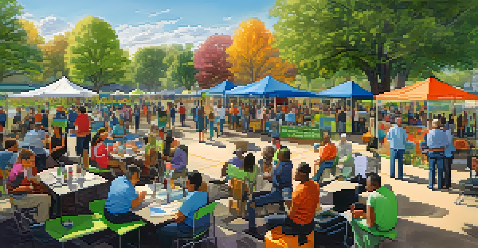 Residents gathered in a park discussing public transit improvements over a large map during a community engagement event.