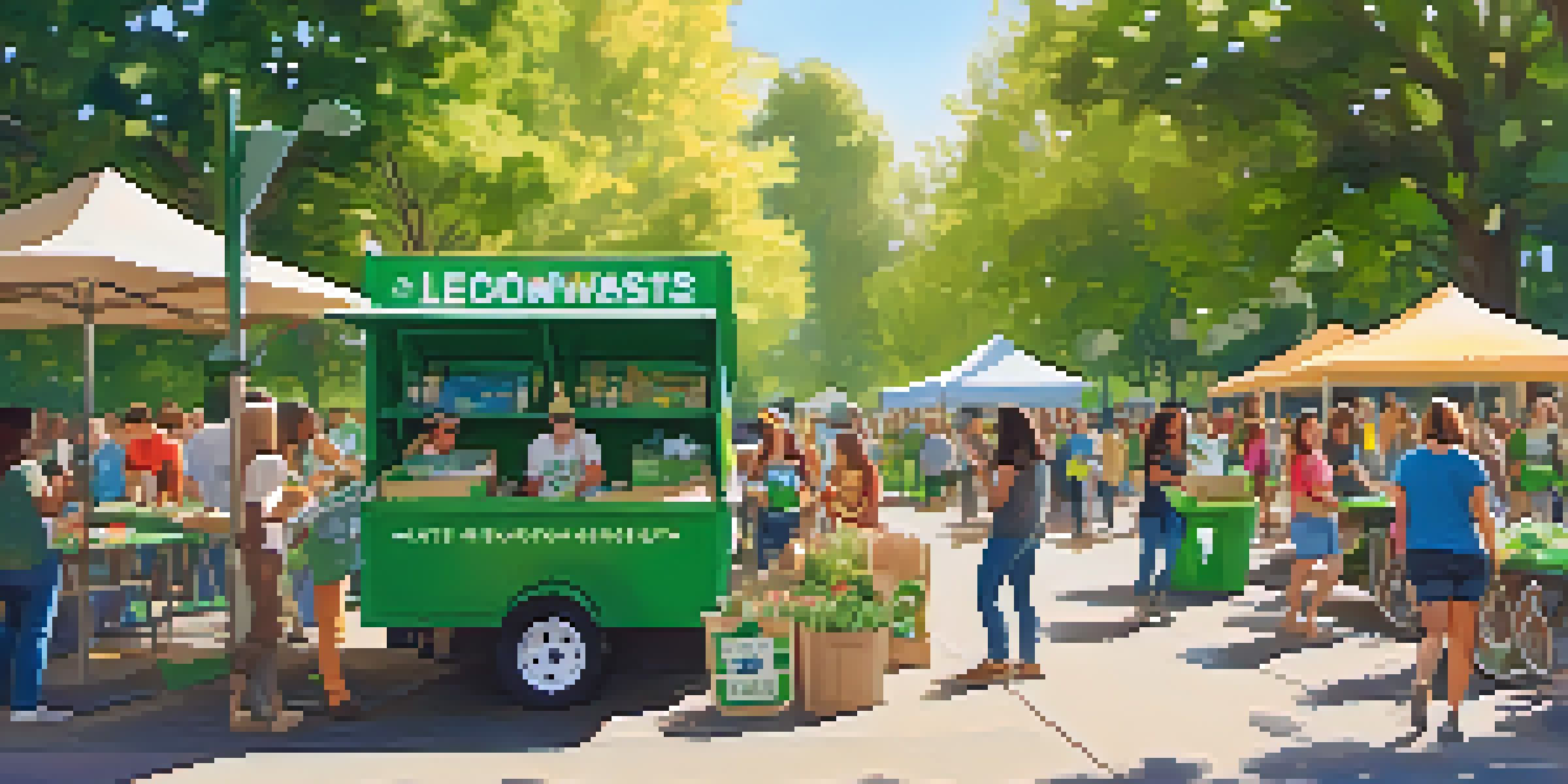 A lively community event in Sacramento with people participating in recycling activities and colorful banners promoting sustainability in a sunny park.