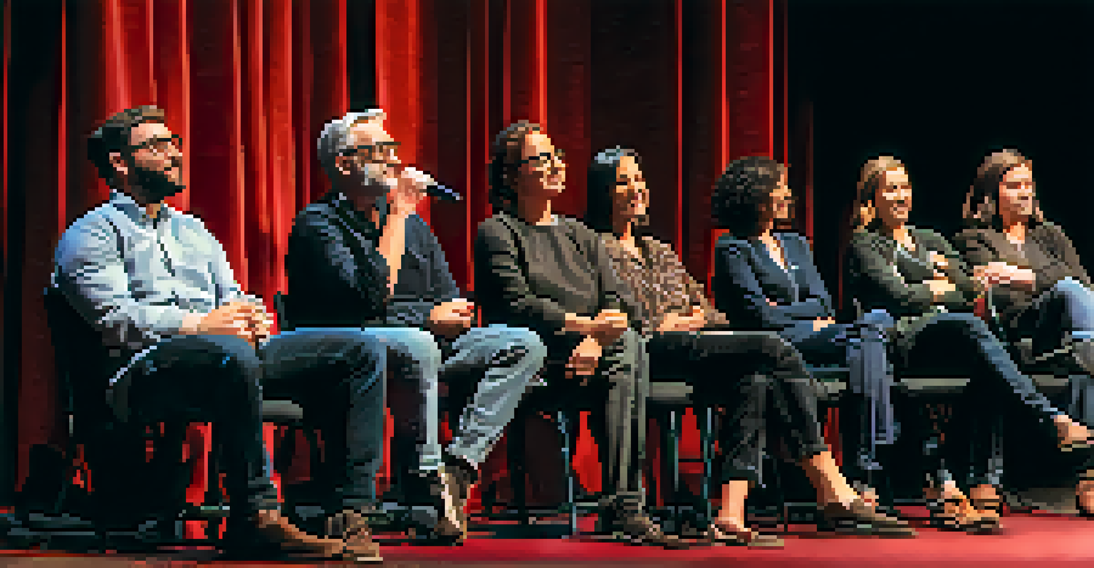 A panel discussion at the International Filmmakers Showcase with filmmakers on stage and an engaged audience.