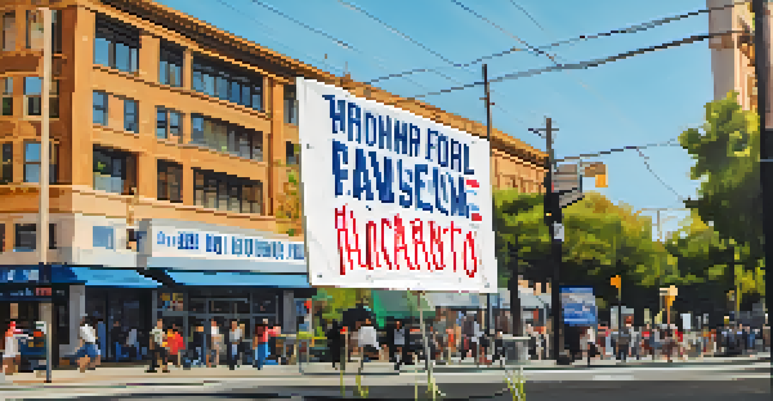 A close-up of a campaign sign advocating for affordable housing, set against a busy street in Sacramento.