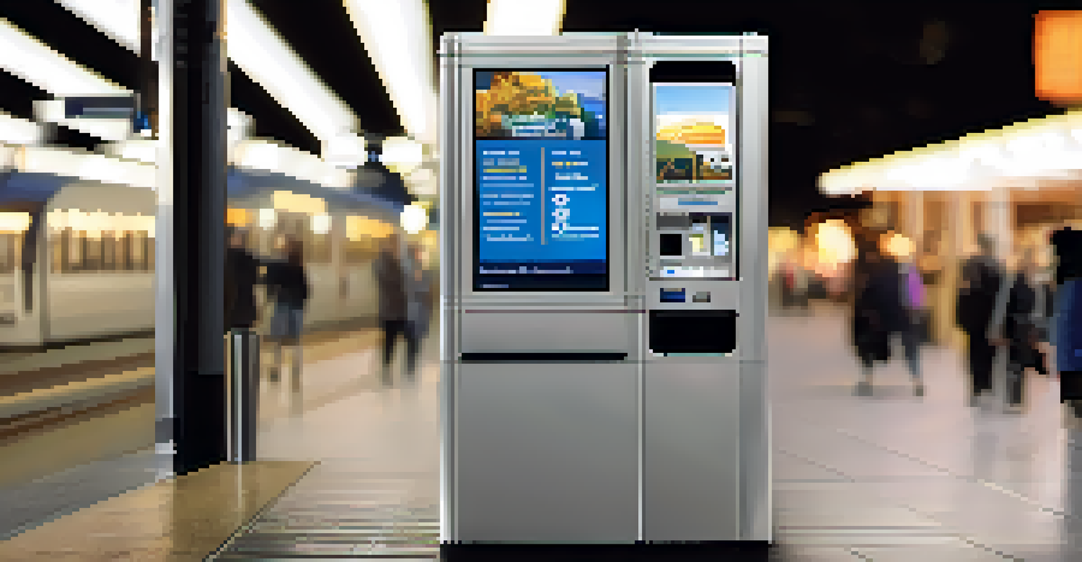 A close-up of a fare vending machine at a Sacramento light rail station with passengers nearby.
