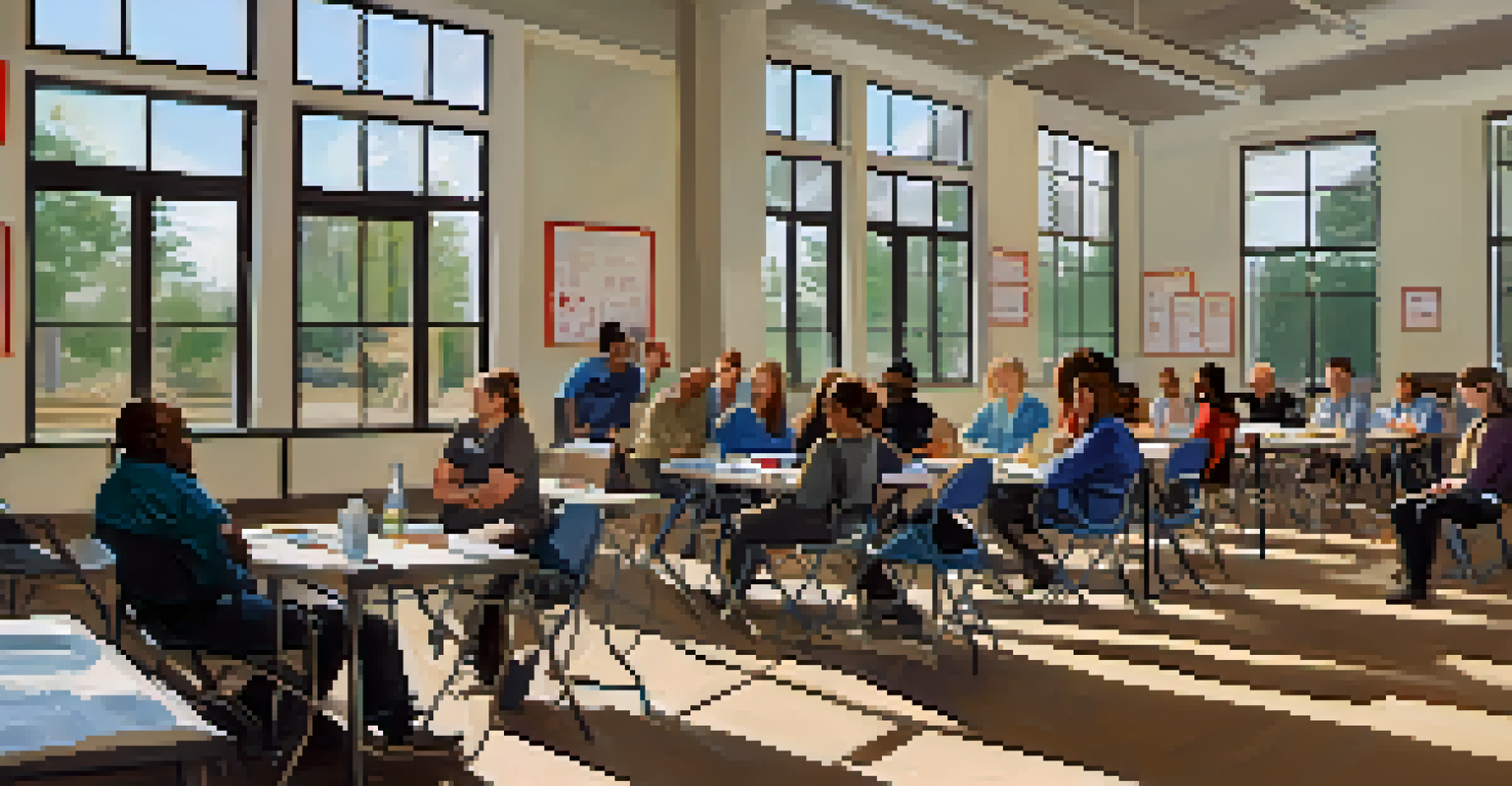 Residents participating in a first aid training workshop in a bright community room in Sacramento.