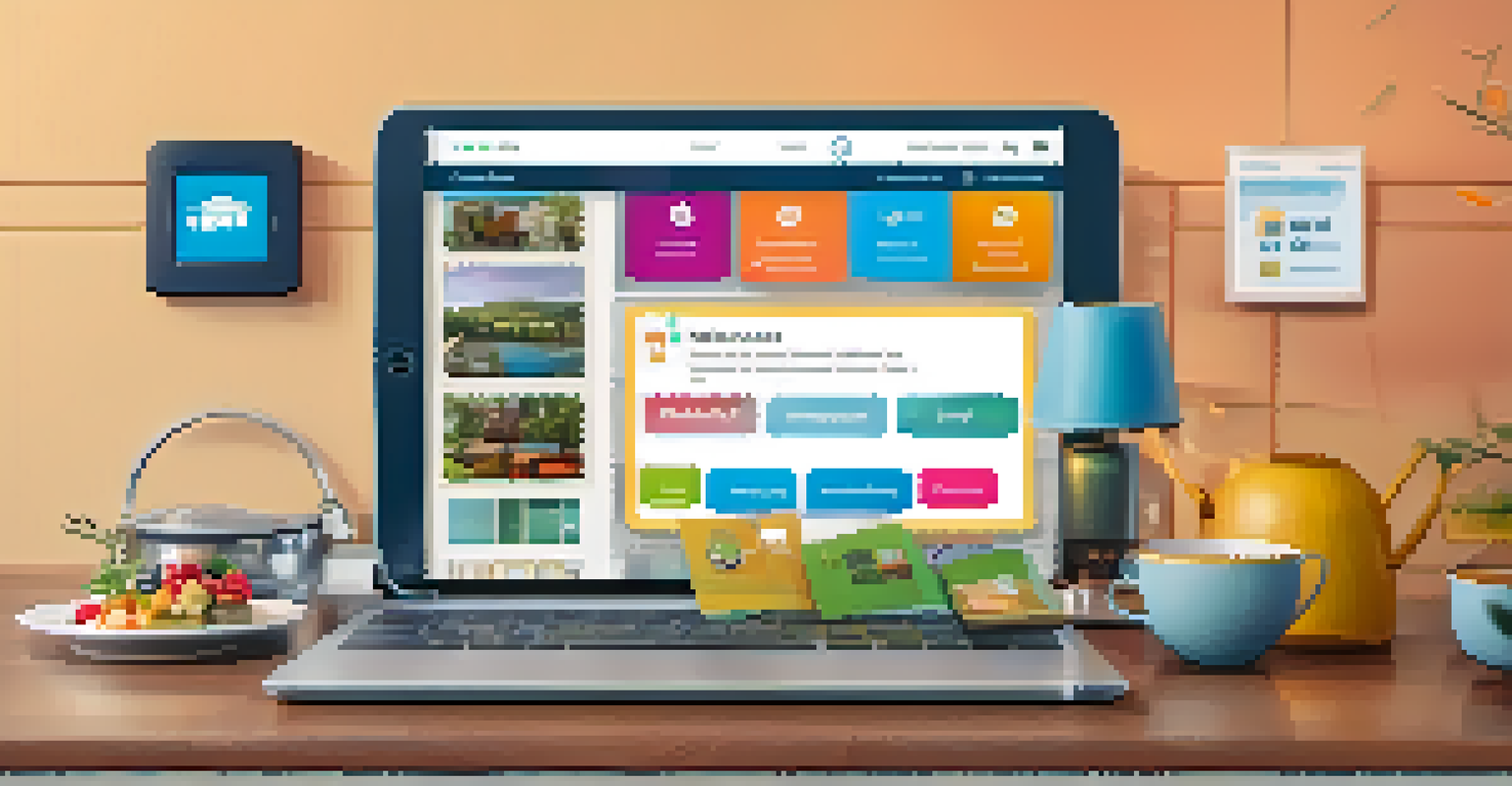 Close-up of a tablet displaying an e-government portal interface with colorful service icons.