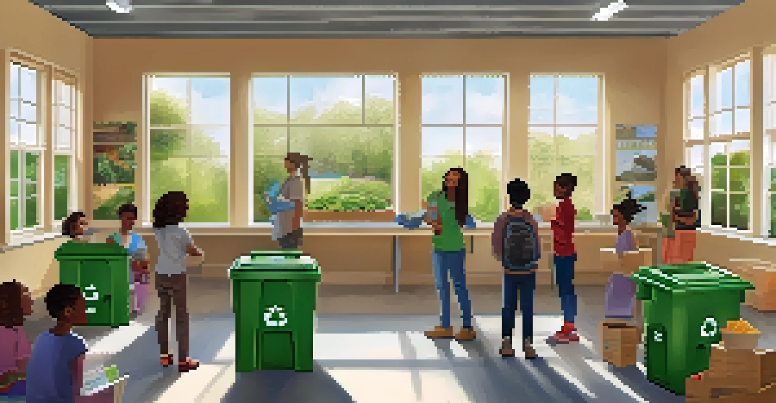 Residents attending a workshop on composting and sustainability in a well-lit community center.