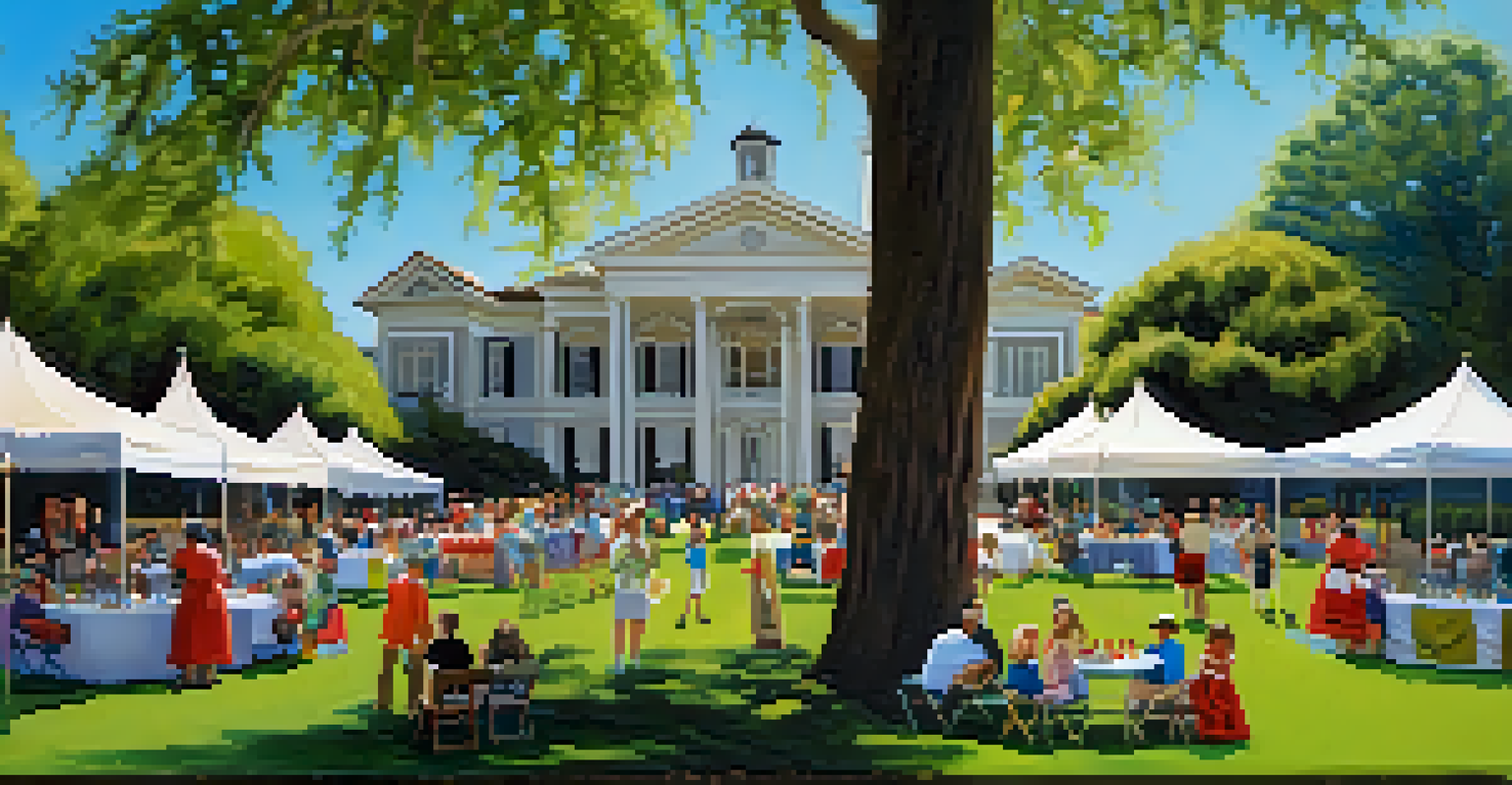 Community members participating in a preservation event at the Governor's Mansion in Sacramento, with colorful decorations and activities.