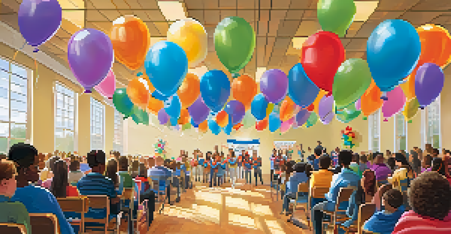 A community center event where youth volunteers are being recognized with awards, surrounded by applause and decorations.