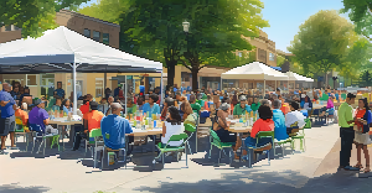 A community engagement workshop in Sacramento with residents discussing urban development plans surrounded by greenery.