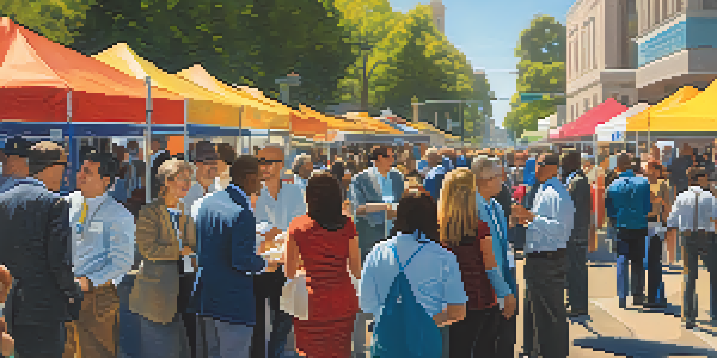 A busy Sacramento job fair with diverse professionals networking and engaging with various company representatives.