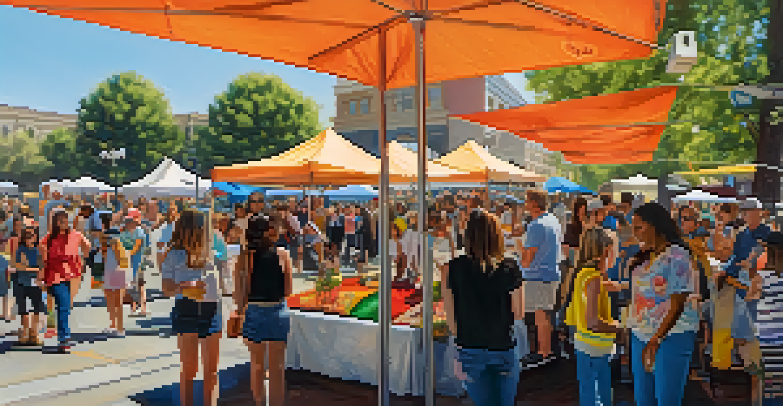 A bustling scene from the Sacramento Arts Festival, showcasing artists, families, and colorful art installations in a lively outdoor setting.