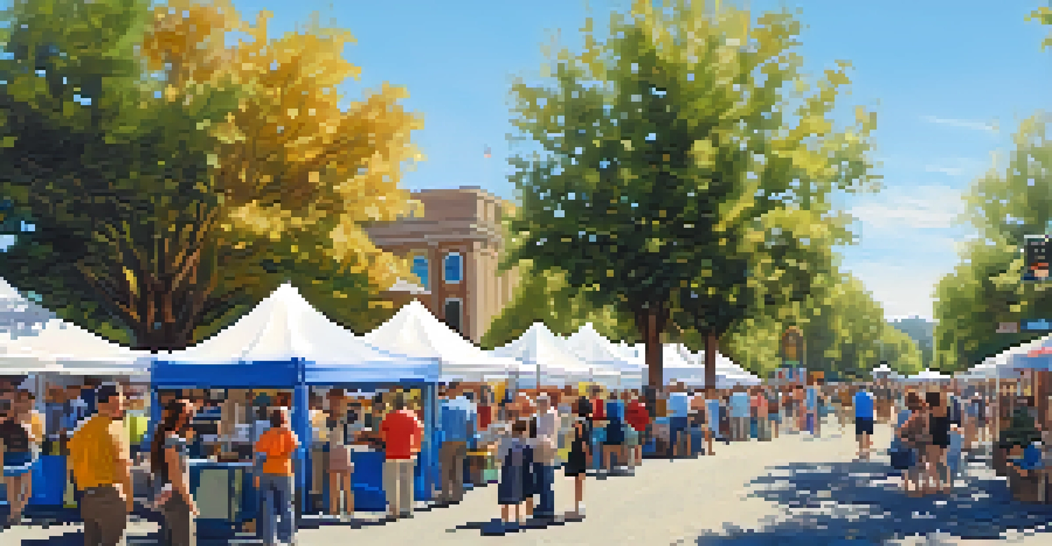 A community event in Sacramento with booths showcasing local crafts and food, and families enjoying the day.