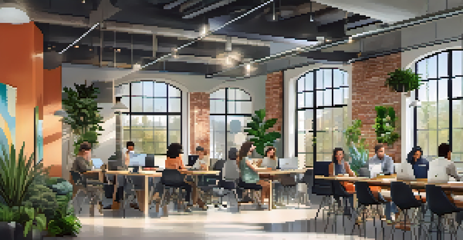 A modern coworking space in Sacramento with people collaborating in a bright and inviting environment.