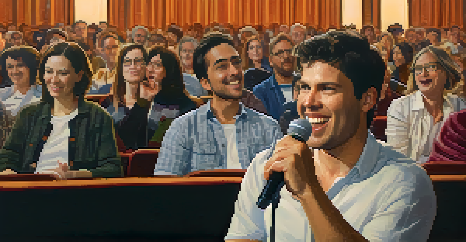 A filmmaker speaking passionately at a panel discussion during a film festival, with an engaged audience in the background.