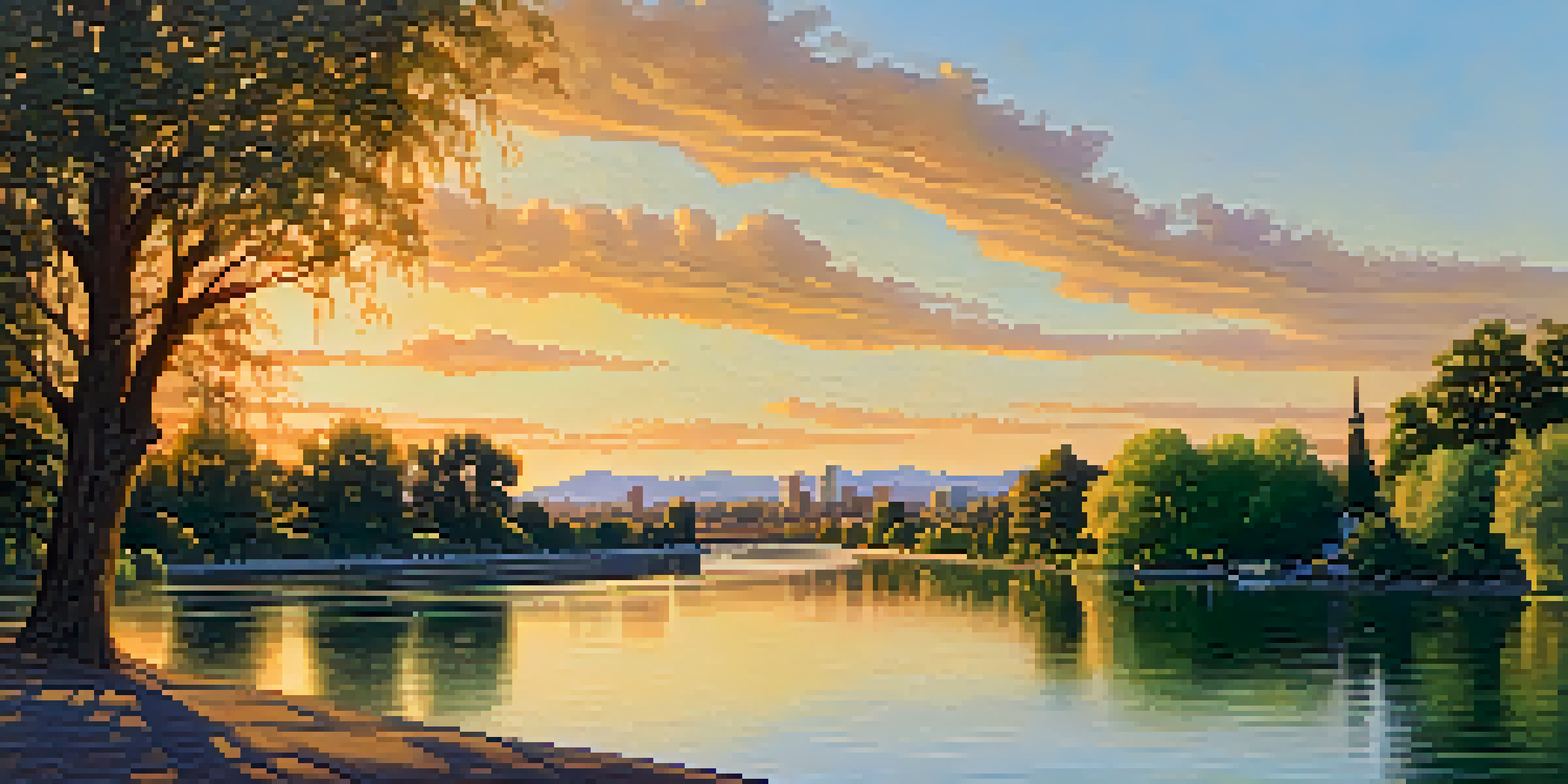 A scenic view of Sacramento with mountains and a river during sunset.