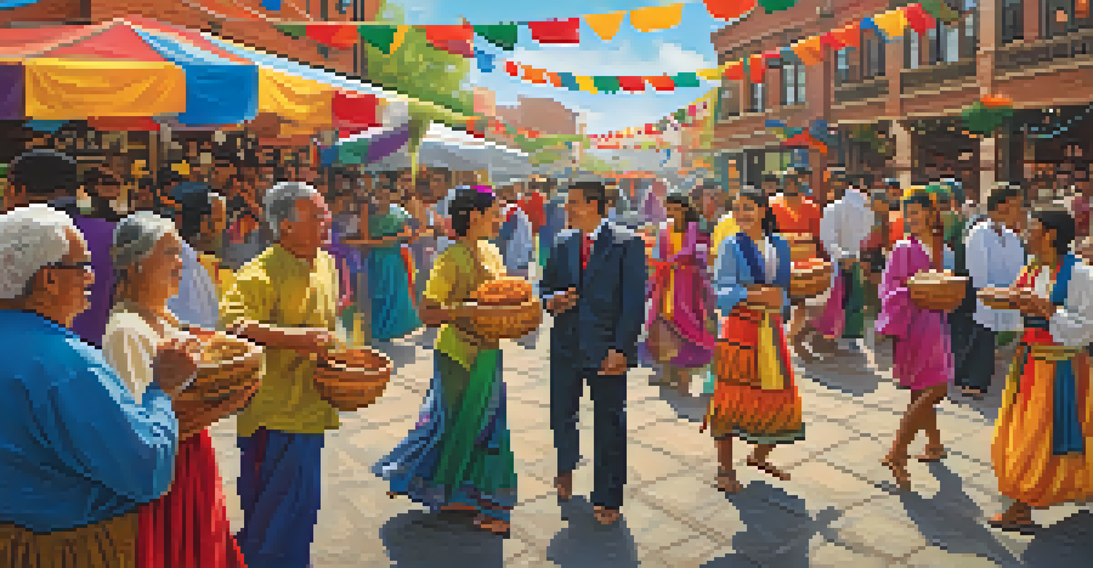 A lively cultural festival in the Mill District, featuring international foods, dance performances, and vibrant decorations.