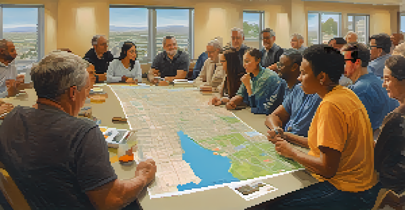 A community meeting in Sacramento with residents discussing urban planning and housing.