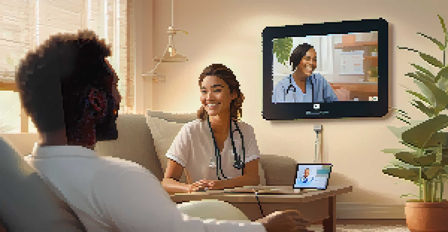 A healthcare provider conducting a telehealth consultation with a patient at home.