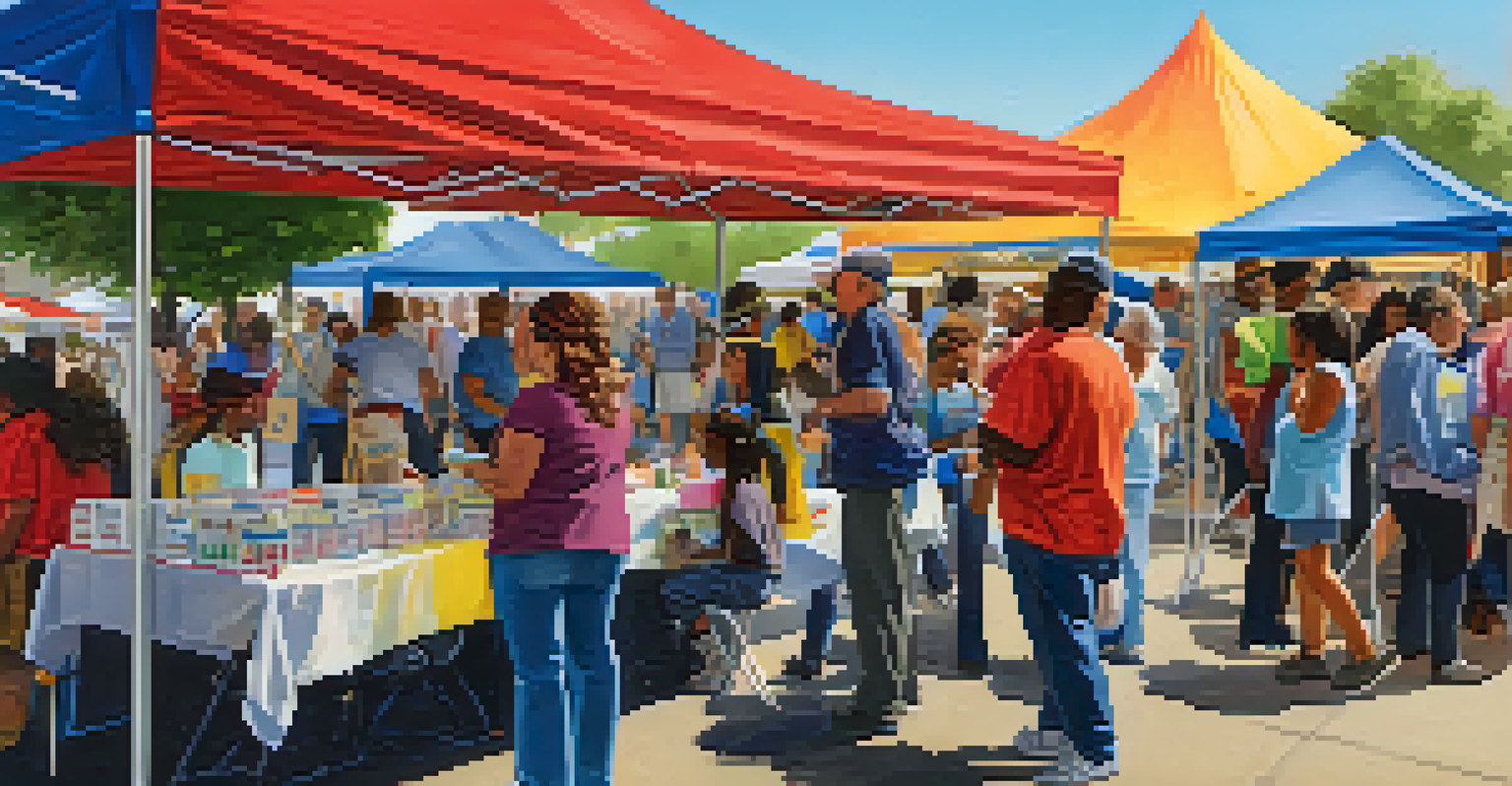 An outdoor health fair in Sacramento with booths and community members engaging in health screenings and educational workshops.