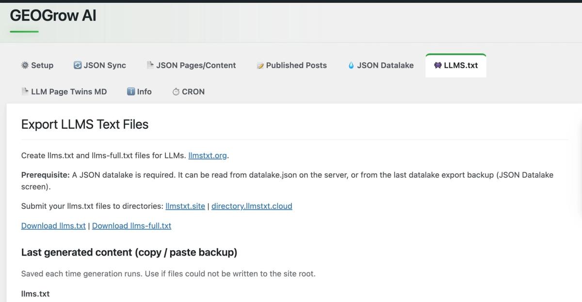 Wordpress GEOGrow Plugin