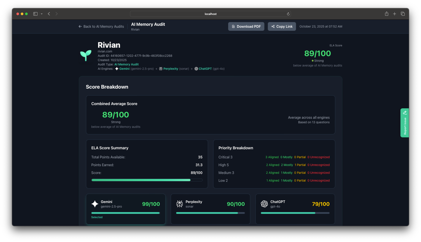AI Memory Audit Dashboard