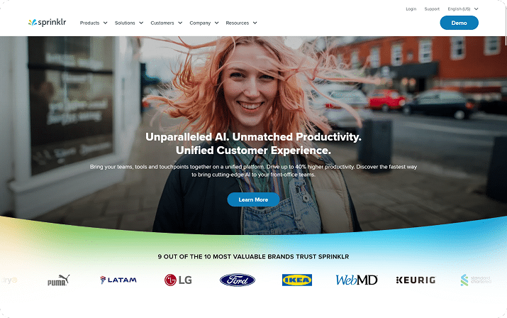 sprinklr homepage