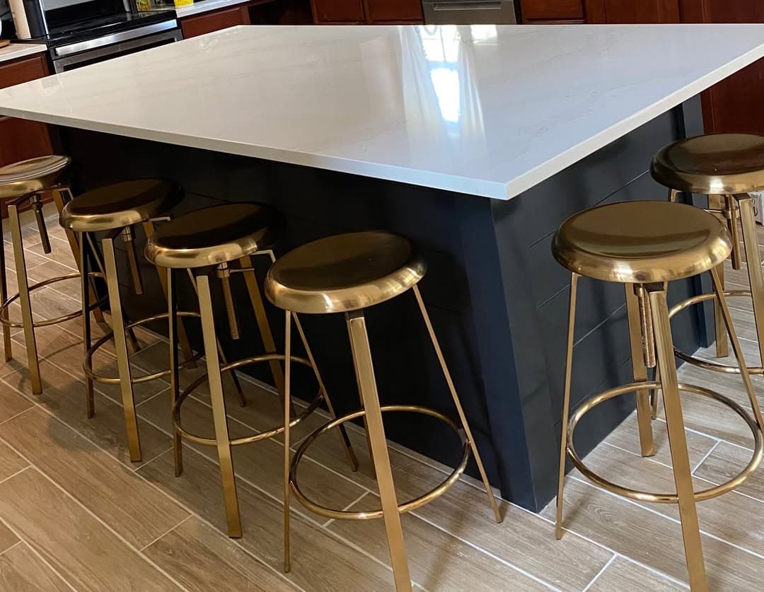 Custom dark kitchen island with seating
