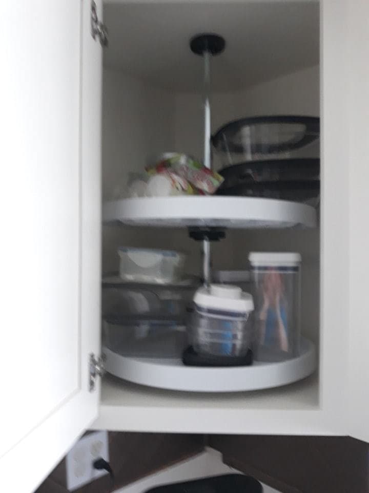 Custom corner cabinet rotating storage