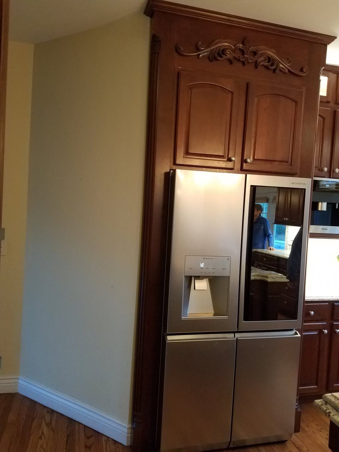 Custom cherry refrigerator surround
