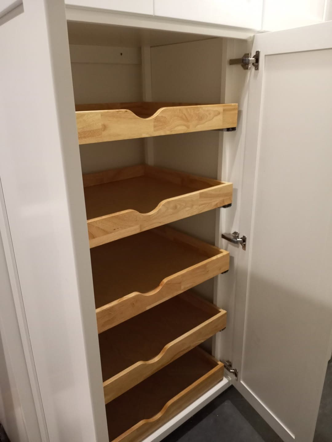 Custom corner cabinet interior organizer