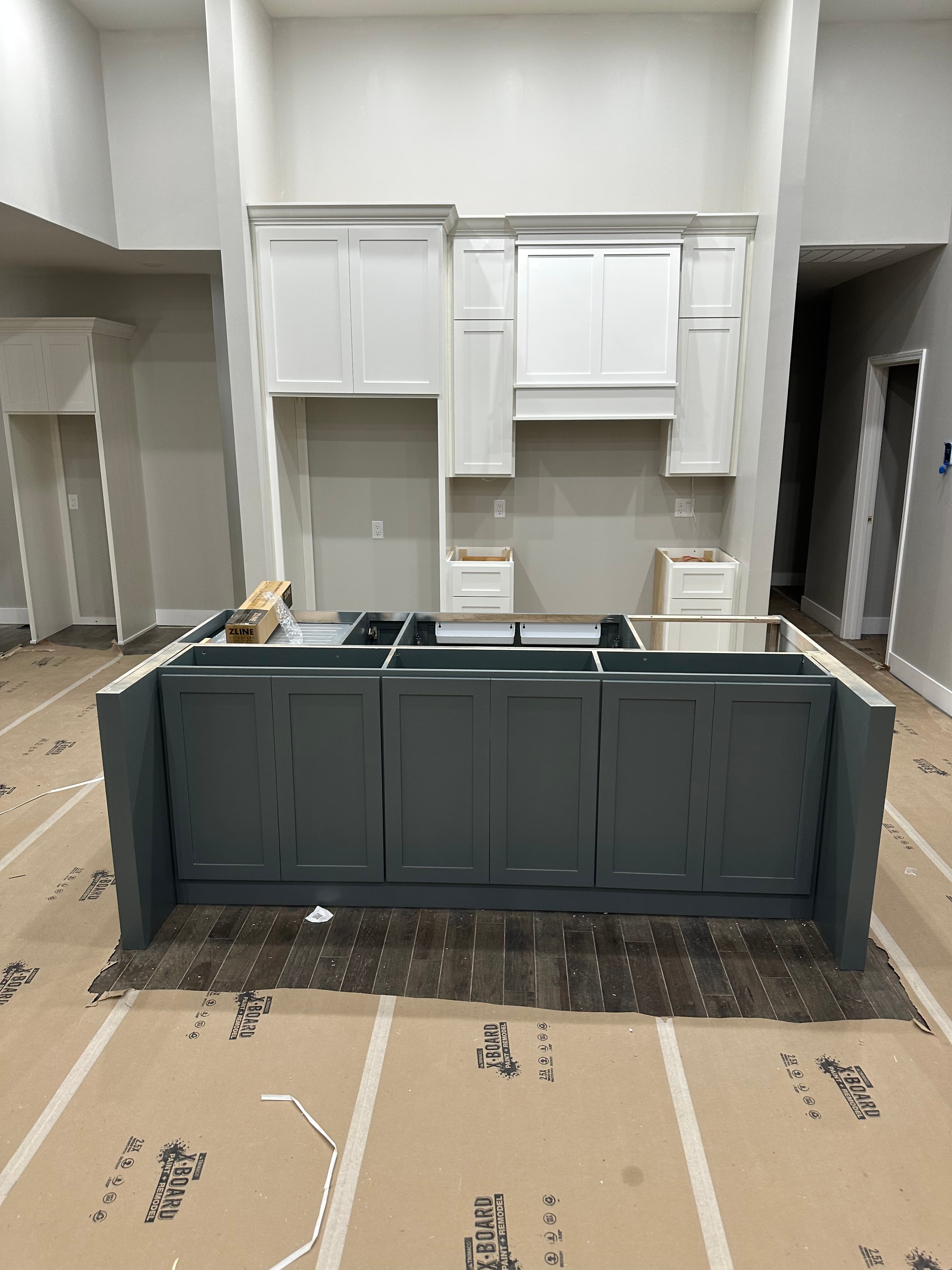 Custom white bathroom vanity installation