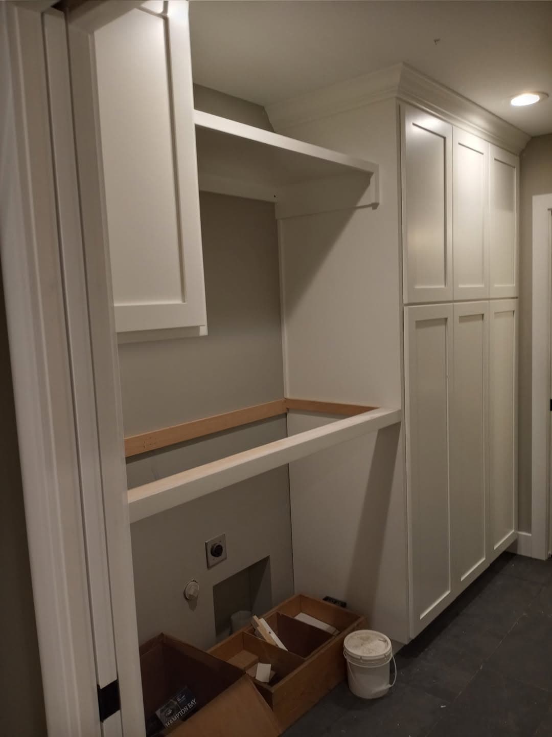Custom corner cabinet pull-out storage
