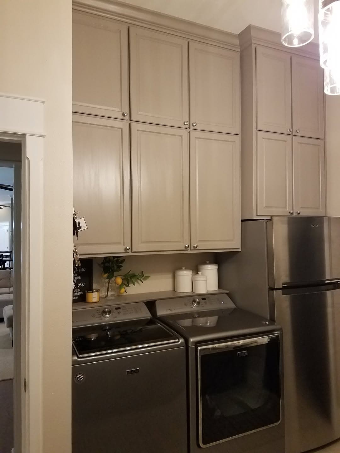 Custom gray kitchen cabinetry