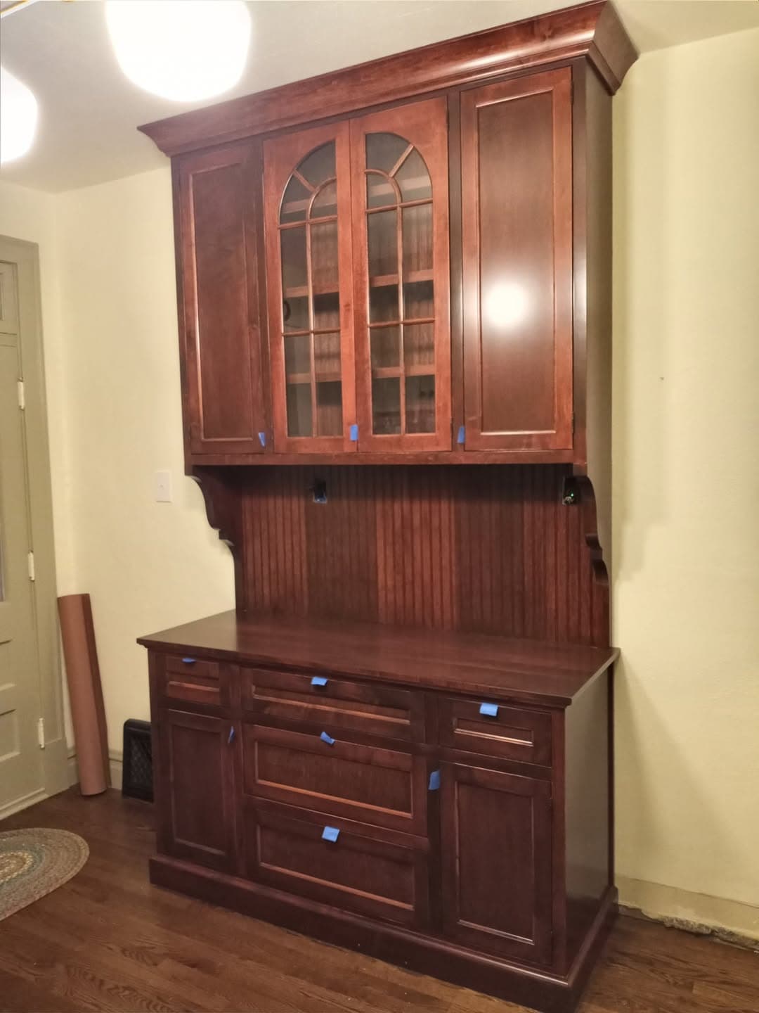 Custom kitchen island with detailed painted cabinetry