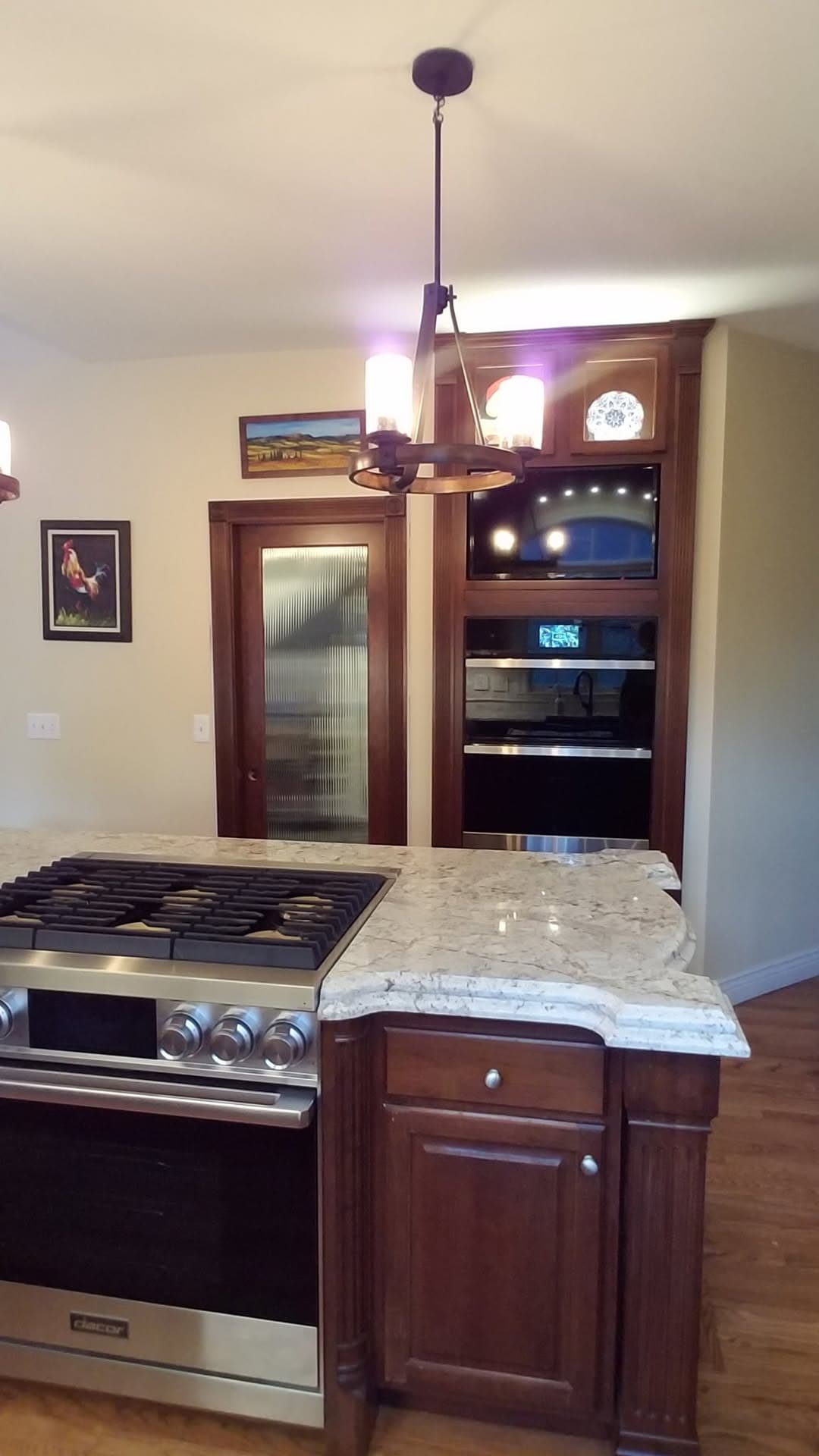 Custom cherry range and appliance cabinetry
